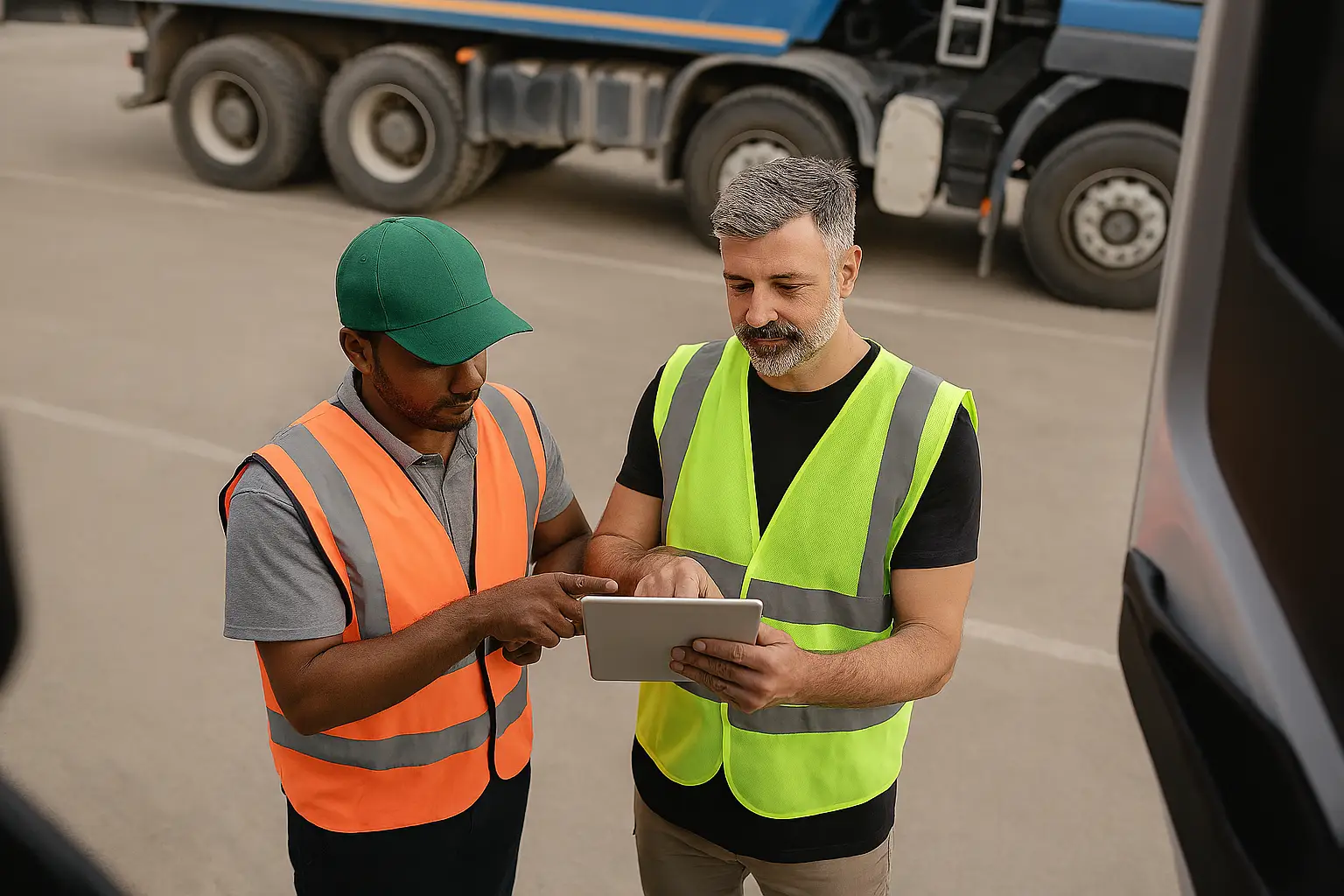 Prominent People - mannen bij vrachtwagen